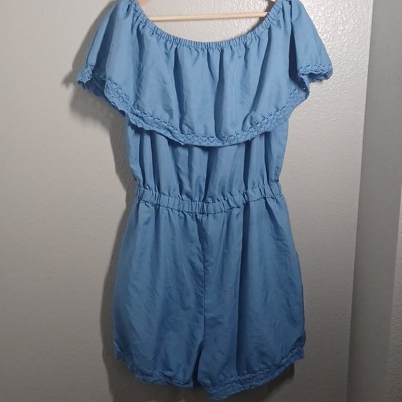Blue off shoulder Romper - Picture 9 of 9